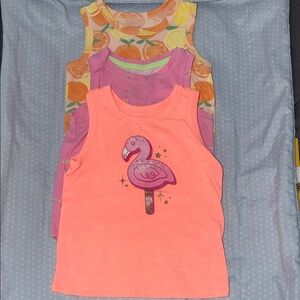 SOLD‼️Cat & Jack Neon Coral Flamingo Tank Top - Pink Graphic